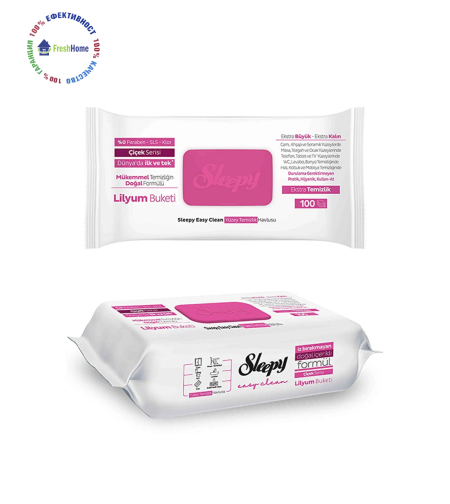Sleepy Eazy Clean 100 бр. универсални мокри почистващи кърпи Лилия