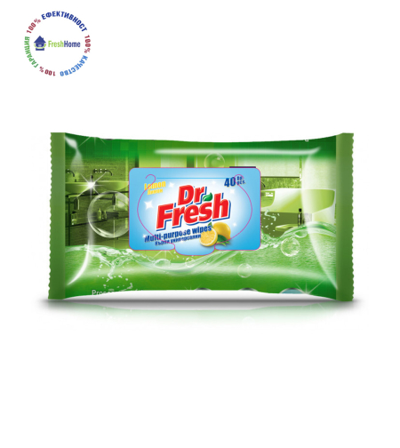 Dr. Fresh Мокри кърпи за миещи повърхности 40 бр.