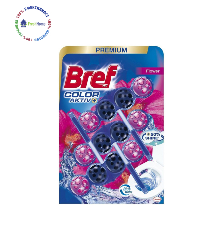 Bref Color Active+ Flowers 3 x 50 гр. Tопчета за почистване и ароматизиране на тоалетна