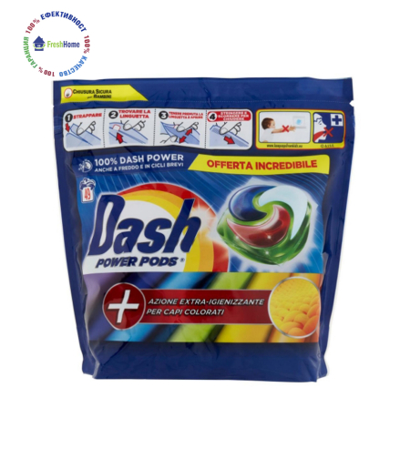 Dash Power Pods AZIONE EXTRA-ICIENIZZANTE PER CAPI COLORATI 49 капсули за цветно пране
