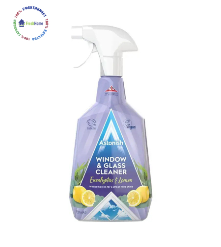 Astonish WINDOW & GLASS CLEANER Eucalyptus & Lemon 750 ml. спрей за прозорци с аромат евкалипт и лимон
