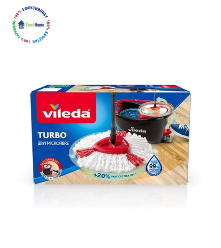 Vileda Turbo 2in1 Microfibre комплект кофа с педал и телескопичен микрофибърен моп