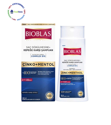 Bioblas Zinc + Menthol шампоан против пърхот и омазняване 360 мл