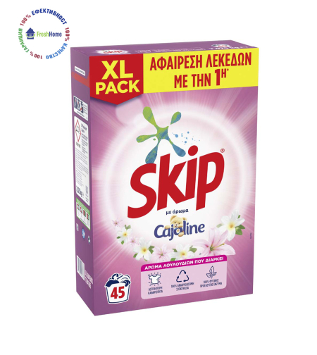 Skip s Cajoline Lilium. Универсален прах с омекотител Cajoline. 45 пранета/ 2.925кг.