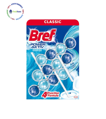 Bref Power Active Океан 3 x 50 гр. Топчета за почистване и ароматизиране на тоалетна