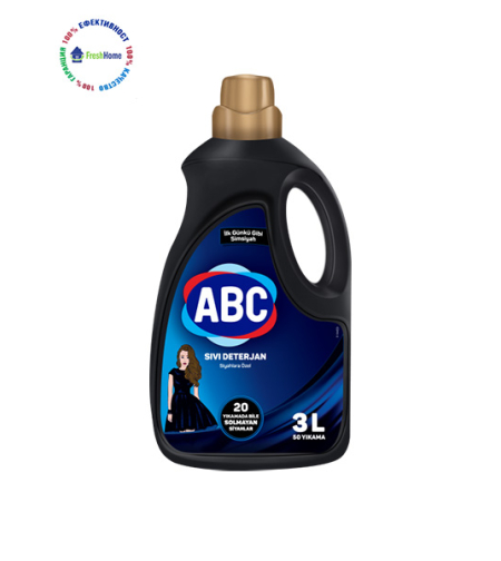ABC BLACK течен перилен препарат за черни и тъмни тъкани. 50 пранета/ 3л.