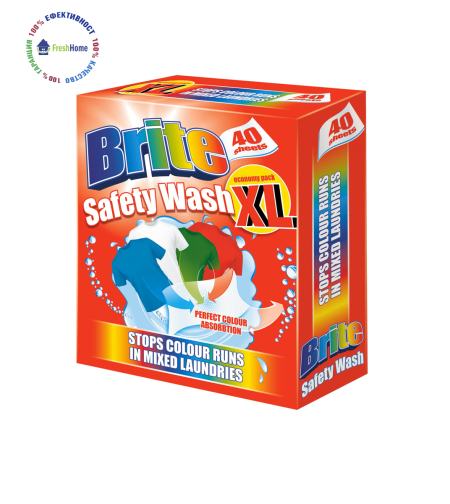 Brite Safety Wash XL 40 sheets цветоулавящи кърпички