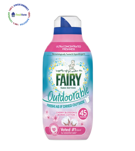 FAIRY Outdoorable Fabric Softener CHERRY BLOSSOM & NORDIC COTTON омекотител за тъкани 45 пранета / 630  мл.
