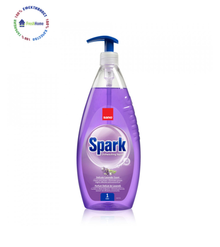 Sano Spark 1l. Веро за измиване на съдове с аромат на лавандула.