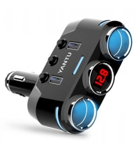 АВТО РАЗКЛОНИТЕЛ YANTU B39, 2 ГНЕЗДА, ВОЛТ МЕТЪР, USB, ТВЪРДА ВРЪЗКА