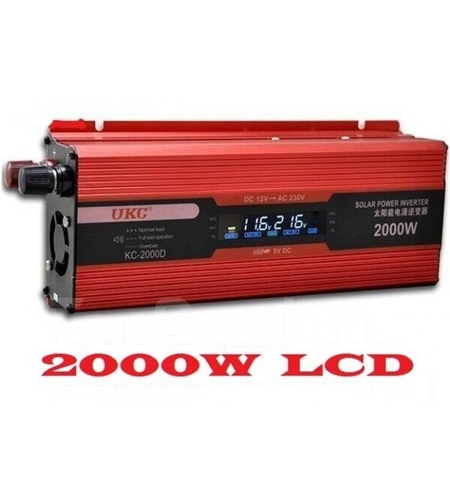 Инвертор на напрежение UKC KC-2000D, 12 волта, 2000 W, LCD дисплей