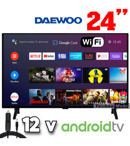 Телевизор на 12 волта Daewoo 24DM54HAM, Смарт, Android, 24 инча, Wi-Fi, Google Cast, Google Play