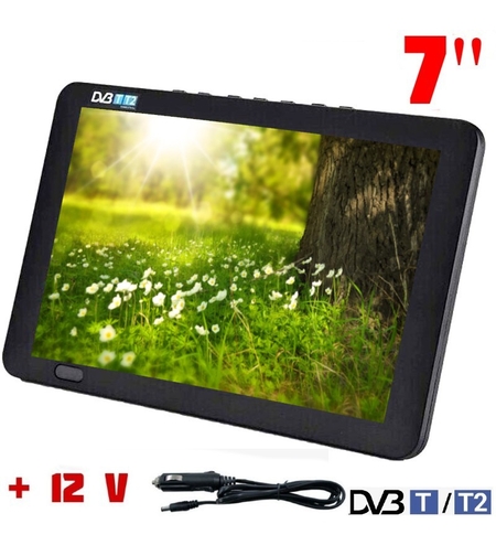 Портативен телевизор  NVOX NX-7T, 7 инча, Вградена батерия, DVB-T2, USB