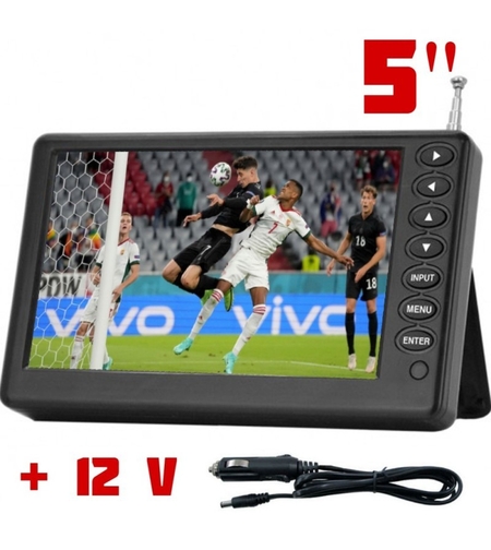 Портативен телевизор NVOX-NX-5T, 5 инча, Акумулаторна батерия, DVB-T2, USB