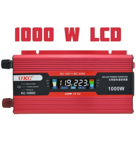Инвертор на напрежение UKC KC-1000D, 12 волта, 1000 W, LCD дисплей