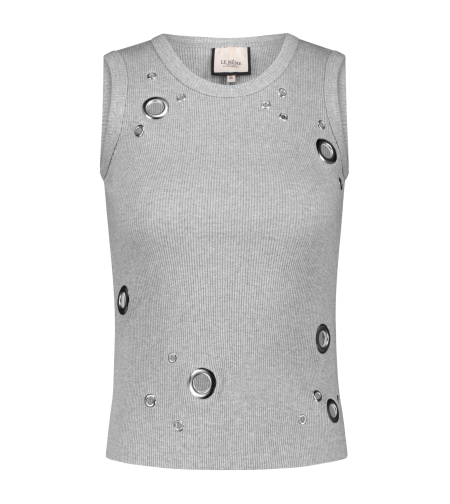 GRAY EYELET TOP