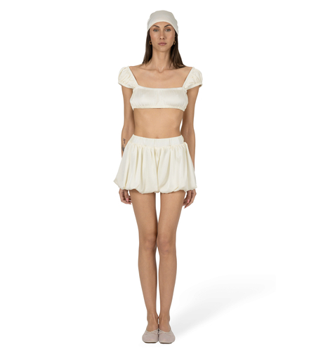 BABYGIRL SATIN TOP IN WHITE