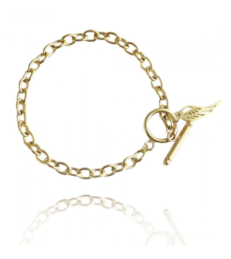 Позлатена гривна с 14К злато Ангелско крило