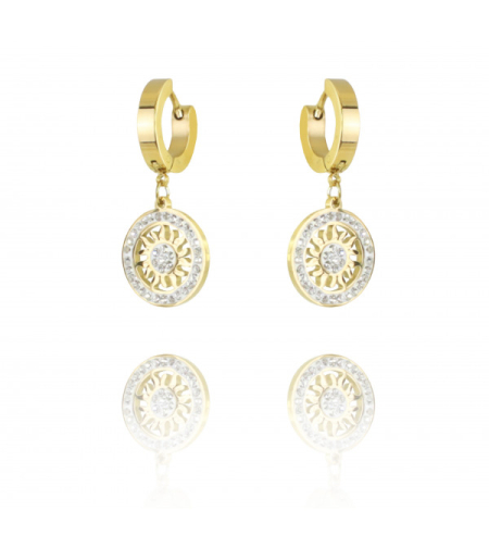 Позлатени обеци с 14К злато с цирконии Слънце