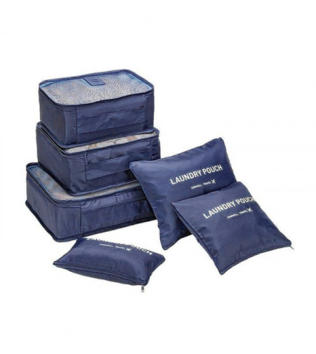 Комплект органайзери за дрехи и козметика за куфар от 6 части, Сив