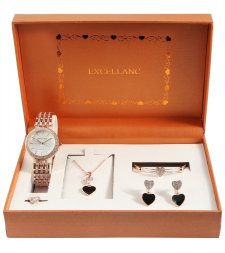 Комплект бижута Excellanc с часовник, колие, гривна, обеци и пръстен