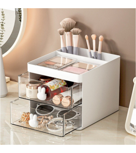 Органайзер за козметика, аксесоари и бижута, бял, 13 x 15 x 11.3 cm