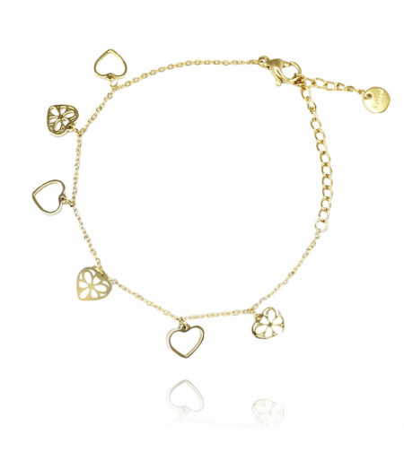 Позлатена гривна с 14К злато Сърчица