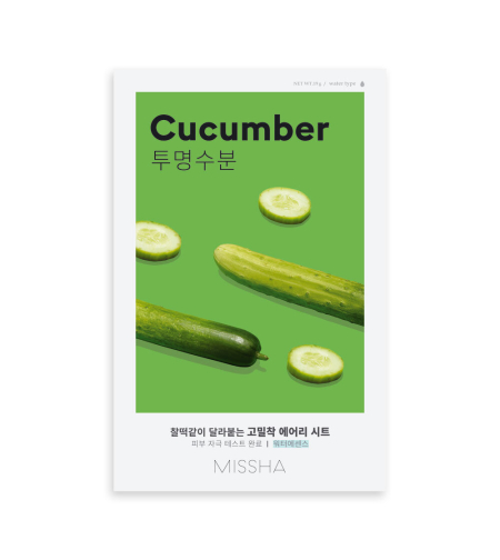 Шийт маска за лице с краставица подходяща за дехидратирана кожа Missha Airy Fit Sheet Mask Cucumber