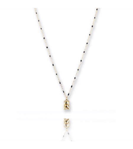 Позлатено колие с 14К злато Мече с черни камъни