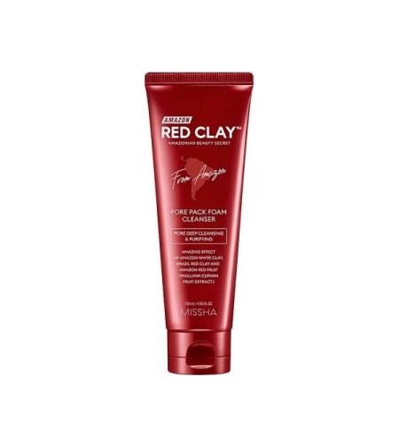 Почистваща пяна за лице с червена глина Missha Amazon Red Clay Pore Pack Foam Cleanser 120 мл