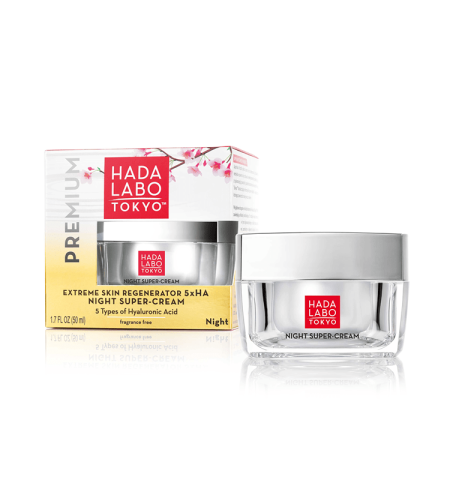 Нощен хидратиращ крем с 5 вида хиалуронова киселина, Hada Labo Night Super Cream, 50 мл