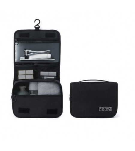 Органайзер за козметика, сгъваема козметична чанта с кука за закачане, Черен, 23 х 19 см