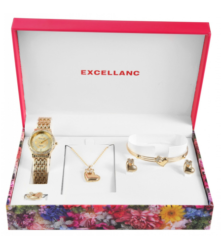 Комплект бижута Excellanc с часовник, колие, гривна, обеци и пръстен