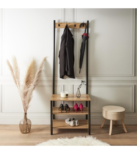 Етажерка за антре със закачалка и 3 рафта за обувки
