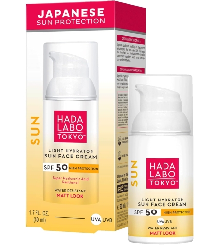 Водоустойчив слънцезащитен крем, Hada Labo Light Hydrator Sun Face Cream SPF50, 50 мл