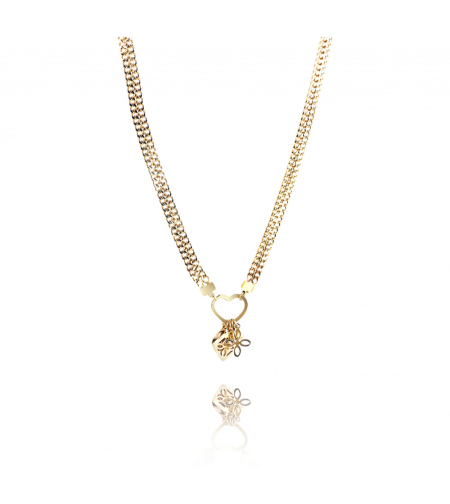 Позлатено колие с 14К злато Заключено сърце