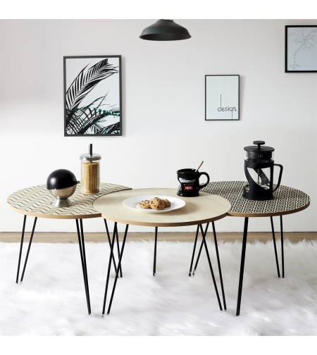 Сет от 3 тъмни модулни маси за кафе