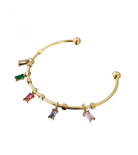 Позлатена гривна с 14К злато и циркони