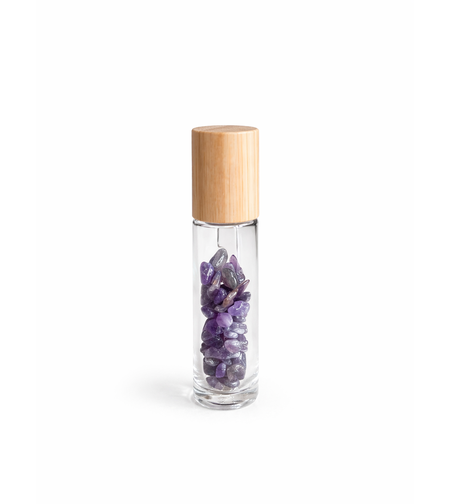 Ролон бутилка с ролер от аметист и скъпоценни камъни