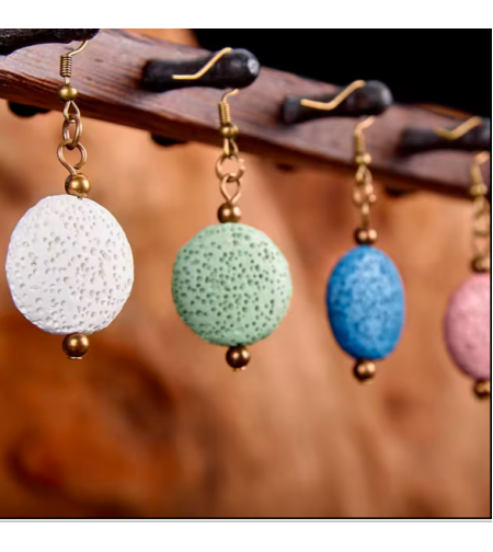 Арома обеци с лава камъни