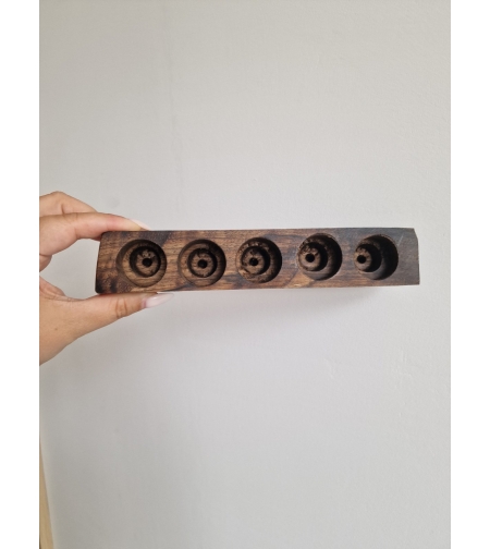 Дървена поставка за етерични масла 5бр едноредова заоблена орех