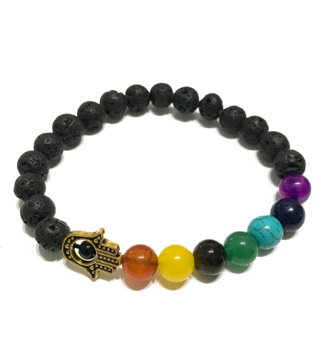 Арома гривна 7 чакри с лава/ вулканични Камъни