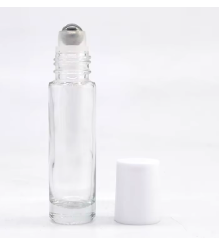 Премиум Ролон бутилка прозрачна 10мл с бяла капачка, 5 броя