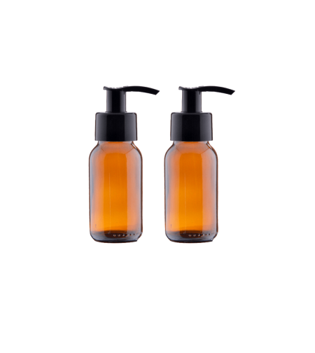 Стъклена бутилка с крем помпа 50 мл, пакет 2 броя