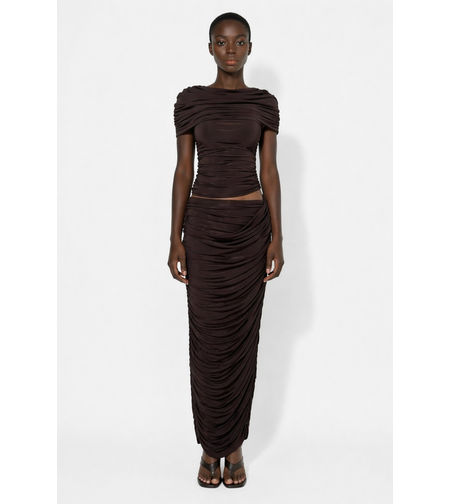 Velora Draped Skirt In Brown