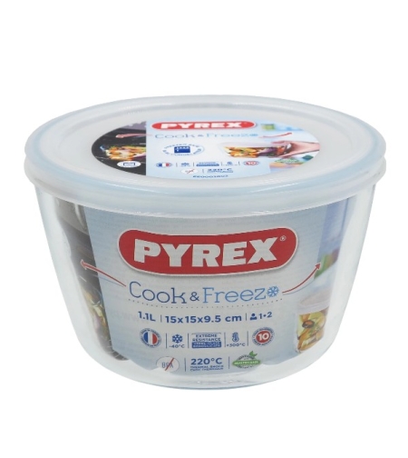 Купа с капак дълб.Pyrex 1.1л. -012390