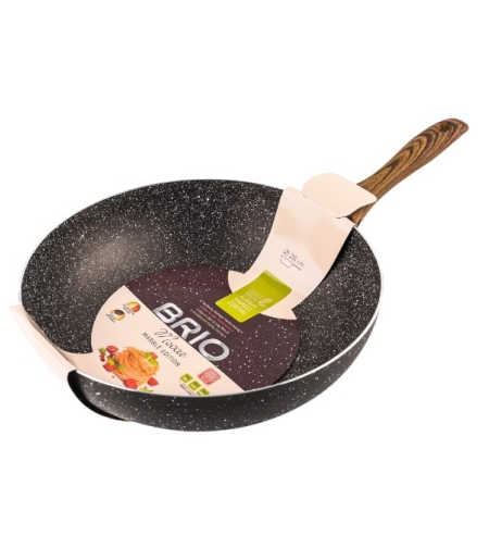 Тиган с незалепващо покритие, индукционен - 28см. WOK  BRIO Mocca - Marble Edition