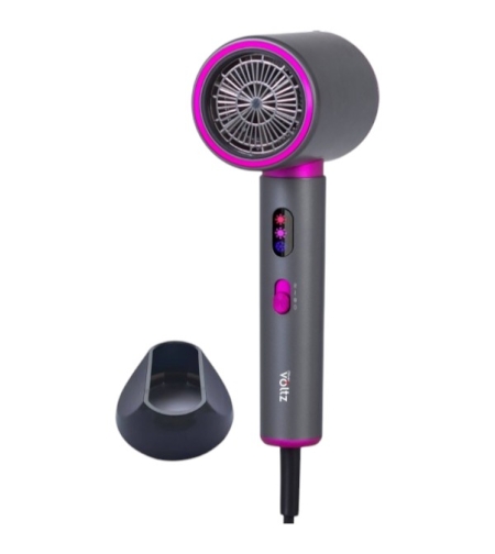 Сешоар Oliver Voltz OV51100R, 2200W, Управление с един бутон, защита от прегряване, Сив/Розов