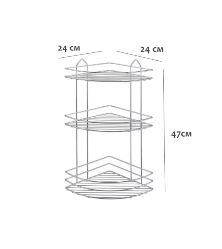 Стелаж ъглов 4мм 3 нива 24x24x47cm хром BK003 ECO