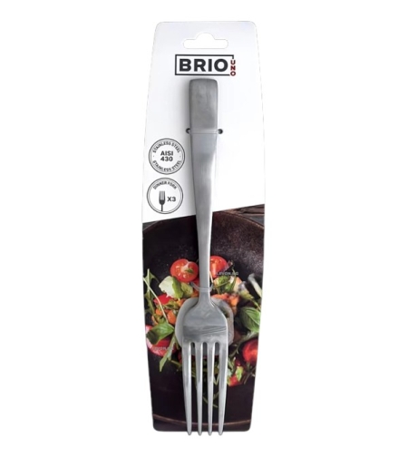 Вилици за Основно Хранене Brio Uno, Комплект от 3 броя, Неръждаема Стомана 18/0